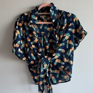 hawaiian shirt crop top button up